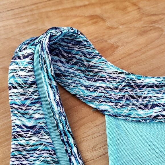 🔹️MPG Blue Variegated Racerback Travel Dress w/Pockets & Bra Insert Large - Picture 4 of 11